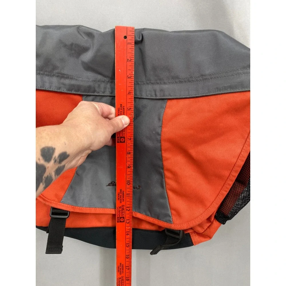 Eddie‎ Bauer Messenger Bag Unisex Orange Grey Crossbody Laptop Travel Utility